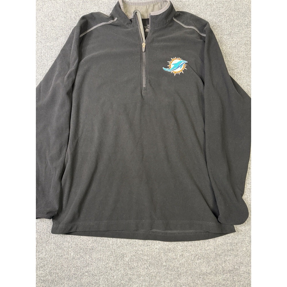 Antigua Miami Dolphins Quarter‎ Zip Pullover Men's XL Black Long Sleeve NFL